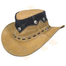 L-Brown Pull Up Leather Hat